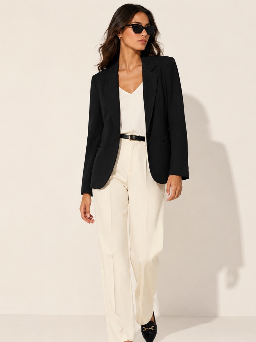 silence + noise | Black Tailored Open Front Blazer Tailored Career Office Small